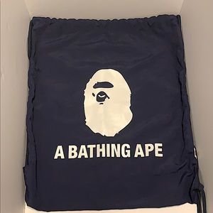 Bape Navy Blue Drawstring Bag